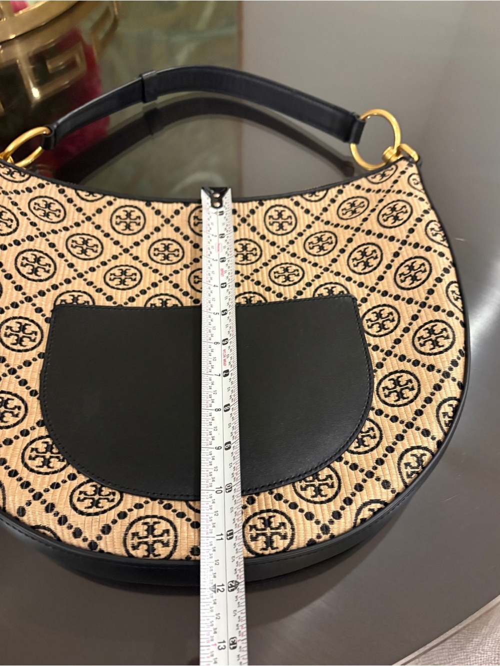 Tory Burch Raffia Woven Logo Half Moon Purse Shoulder Bag - Picture 12 of 13